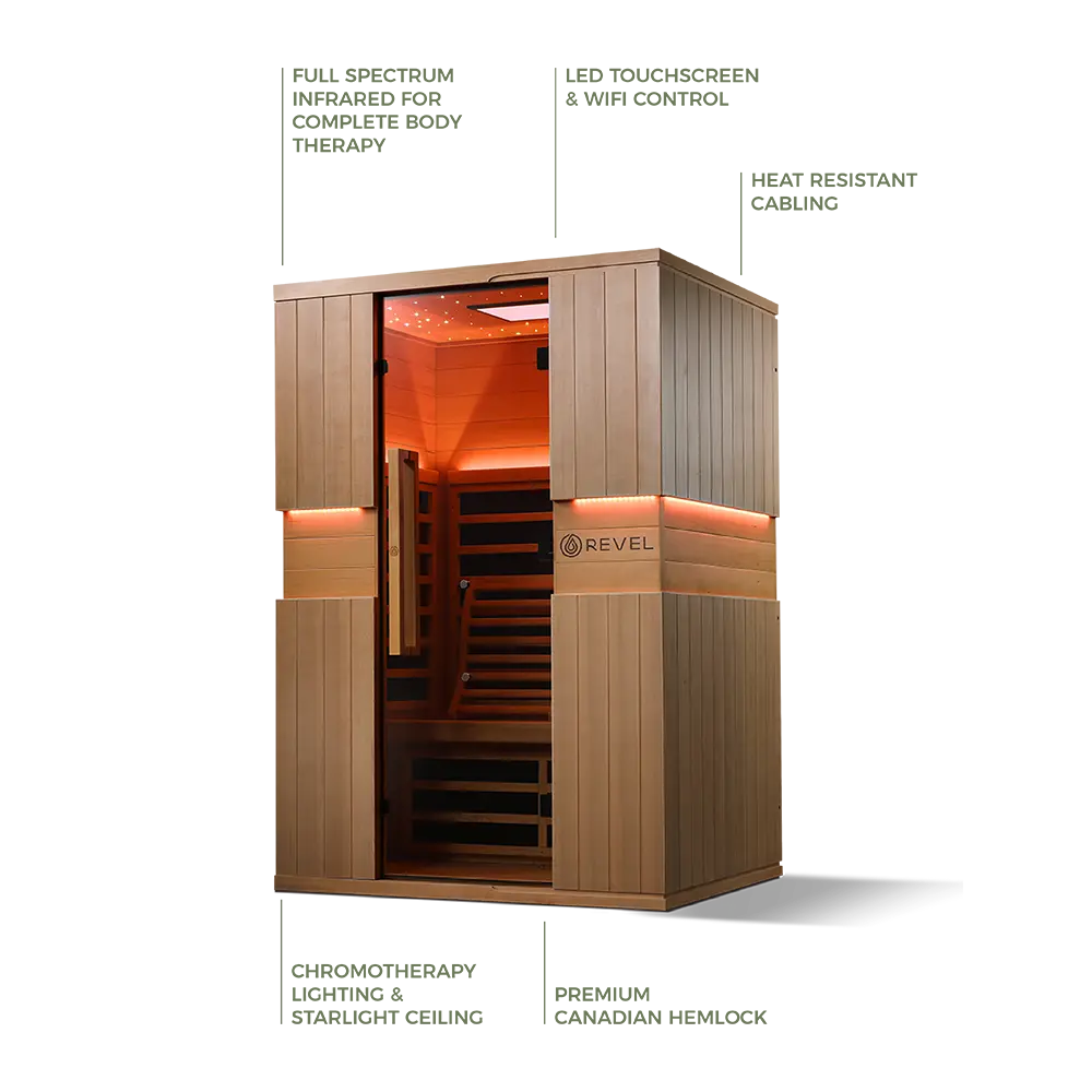 Revel Aura 2 Person Full Spectrum Infrared Sauna - Next Gen Revel Saunas