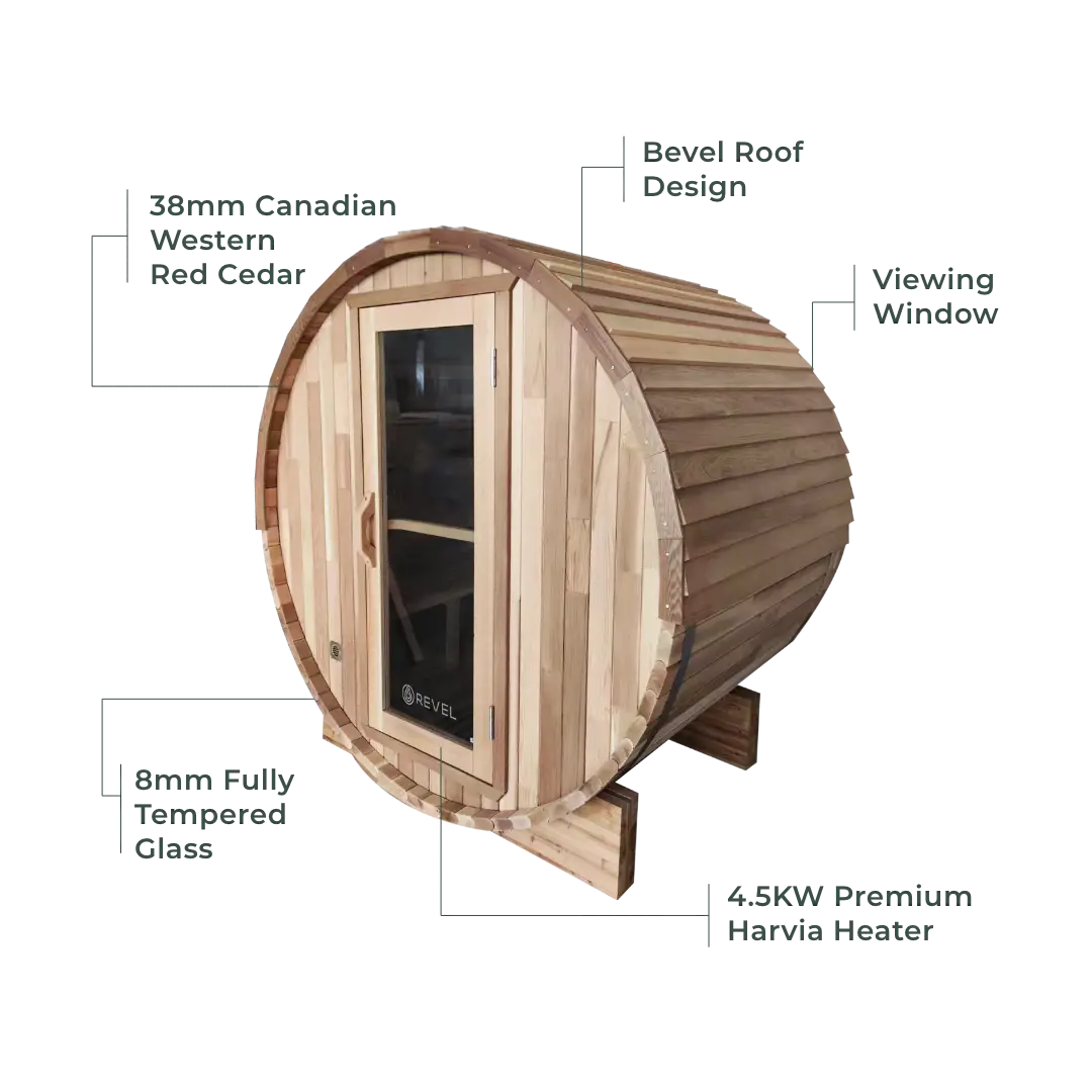 Revel Aurora - 2 Person Traditional Cedar Barrel Sauna Revel Saunas