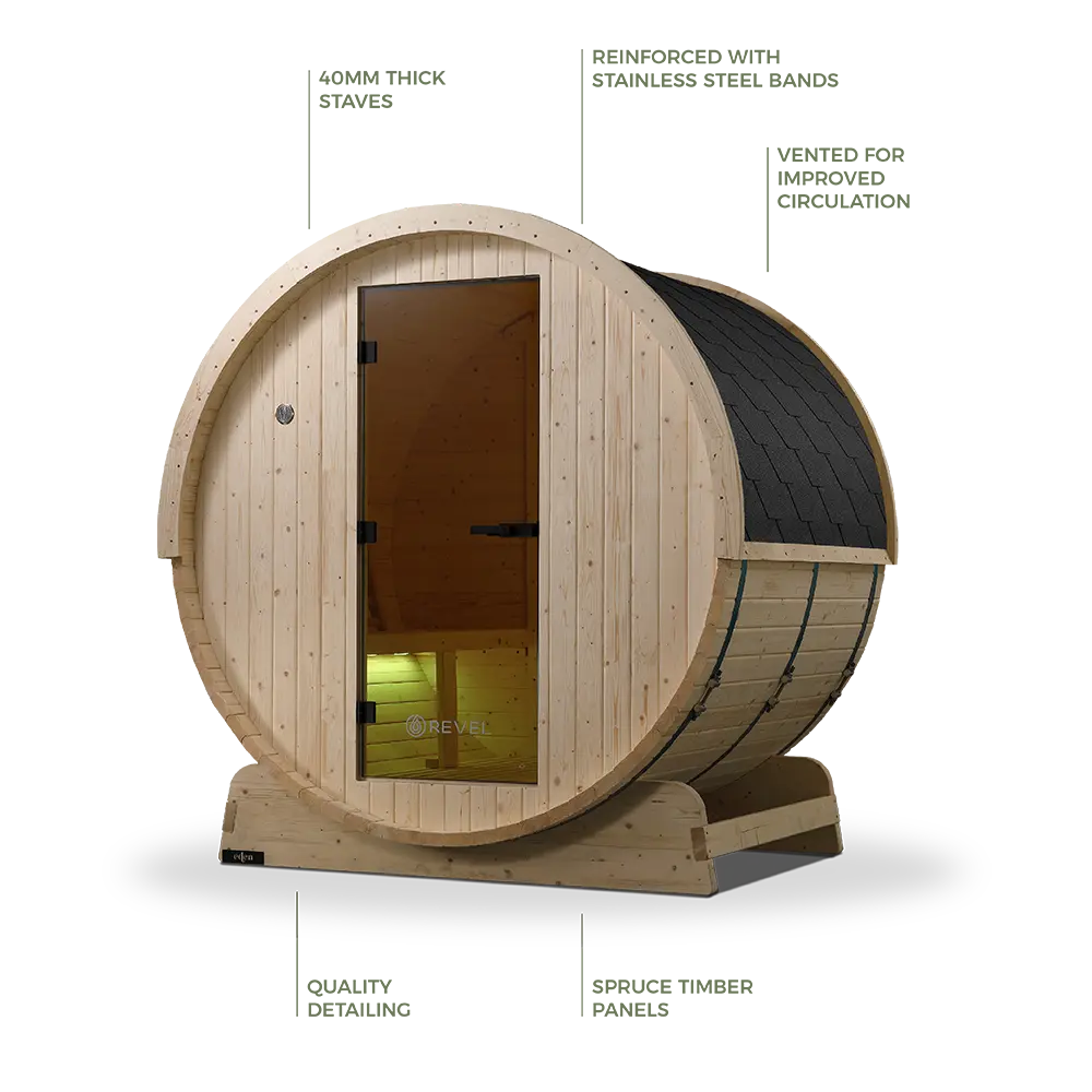 Revel Eden - 4 Person Traditional Barrel Sauna Revel Saunas