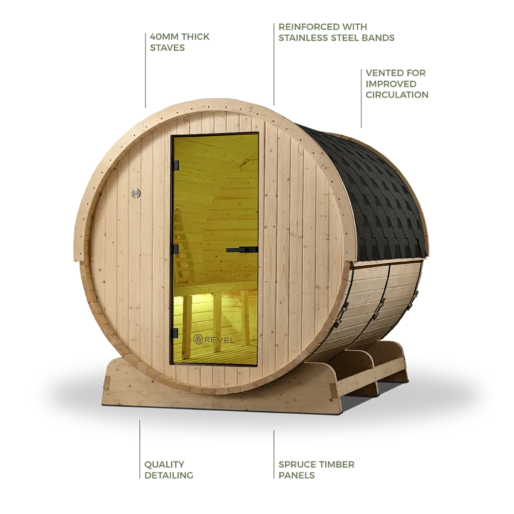 Revel Eden - 8 Person Traditional Barrel Sauna Revel Saunas