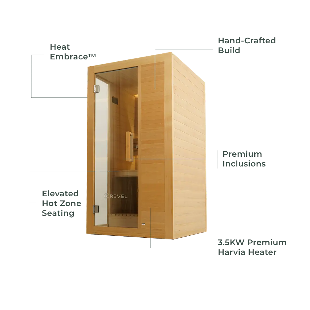 Revel Tampere 1 Person Traditional Finnish Sauna with Step Revel Saunas