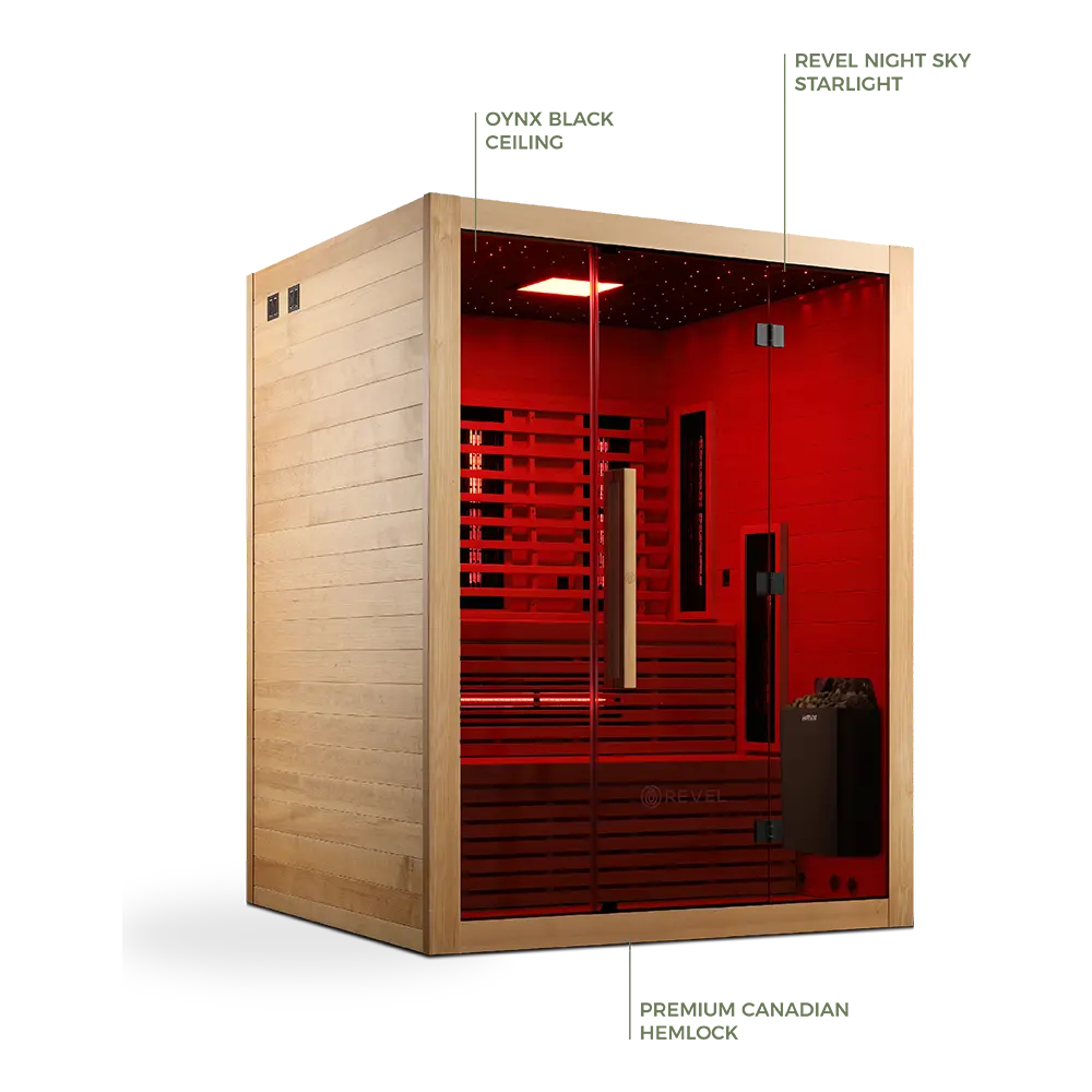 Revel NordicWave Infrared & Traditional Hybrid Sauna - Next Gen Revel Saunas