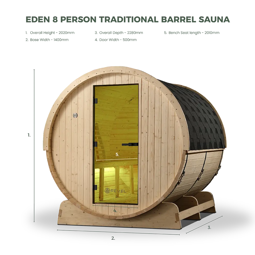 Revel Eden - 8 Person Traditional Barrel Sauna Revel Saunas