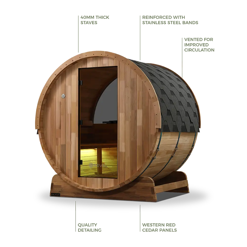 Revel Edenview - 4 Person Traditional Cedar Barrel Sauna Revel Saunas