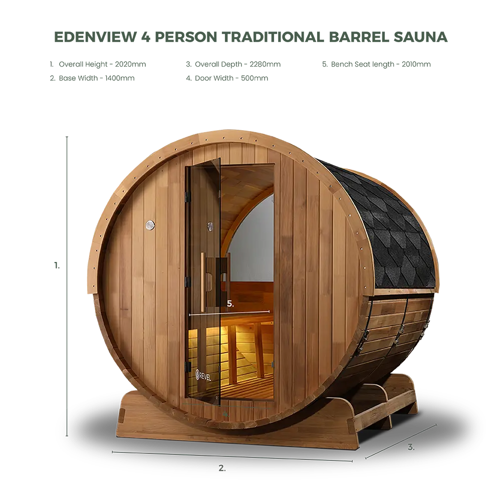 Revel Edenview - 8 Person Traditional Cedar Barrel Sauna Revel Saunas