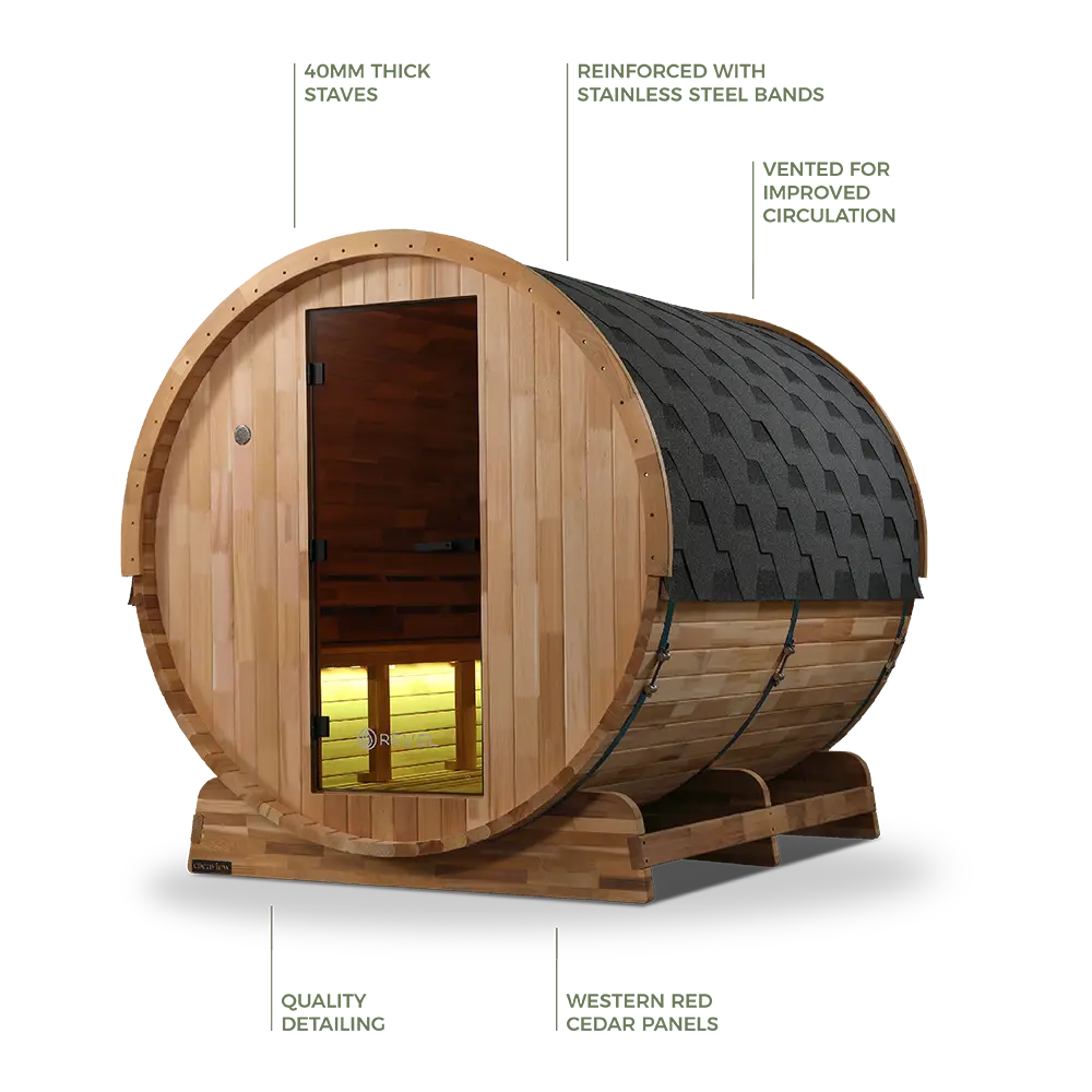 Revel Edenview - 8 Person Traditional Cedar Barrel Sauna Revel Saunas