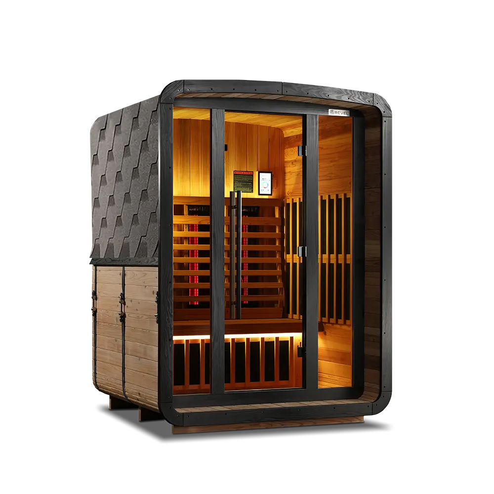 Revel Luna 3P Infrared Cabin Sauna with Glacier Solo Ice Bath and 1HP Chiller Revel Saunas