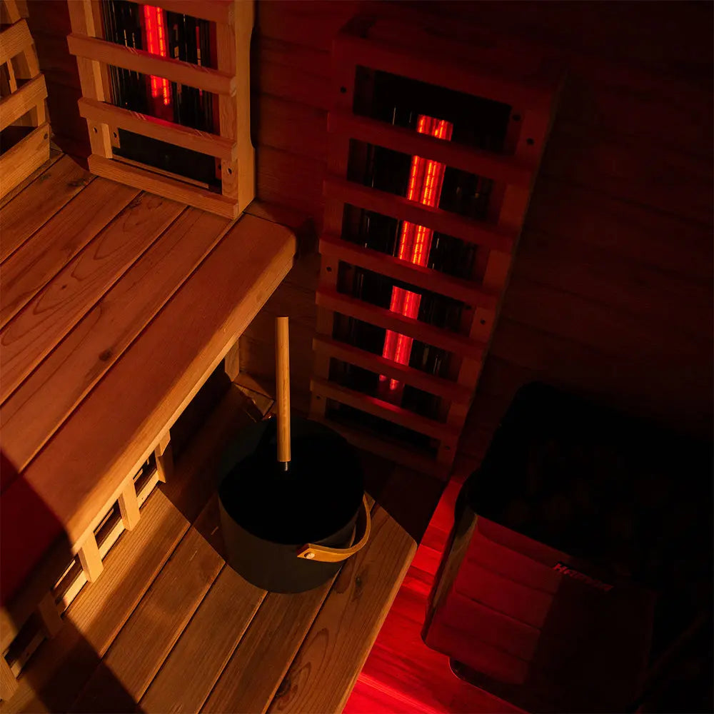 Revel Outdoor NordicWave 3 Person Infrared & Traditional Hybrid Sauna Revel Saunas
