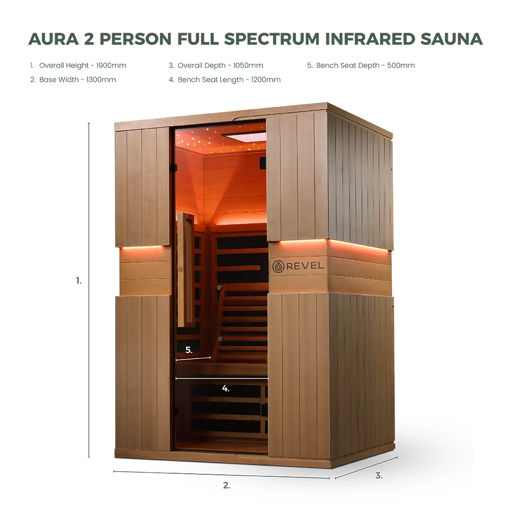 Revel Aura 2 Person Full Spectrum Infrared Sauna - Next Gen Revel Saunas