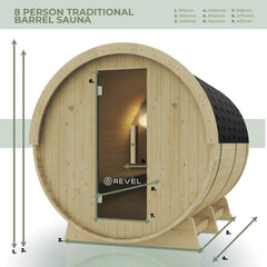 Revel Eden Pro - 8 Person Traditional Barrel Sauna Revel Saunas