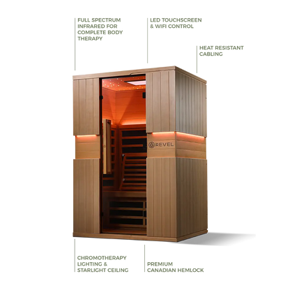 Revel Aura 2 Person Full Spectrum Infrared Sauna - Next Gen Revel Saunas