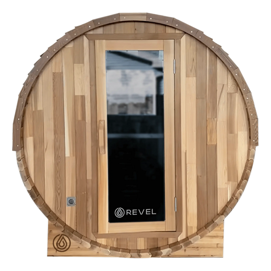 Aurora 2 Person Traditional Cedar Barrel Sauna Revel Saunas