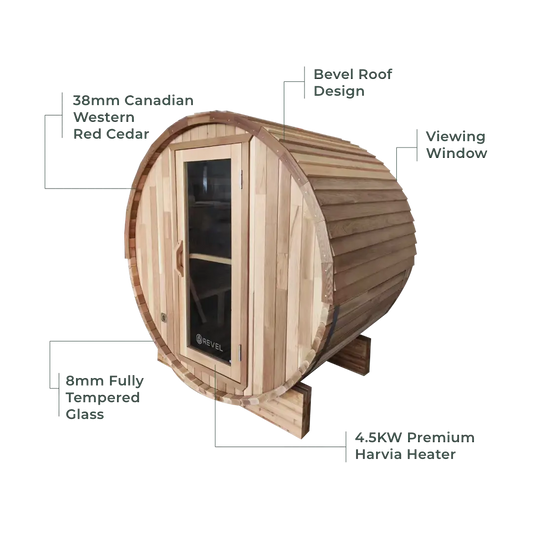 Revel Aurora - 2 Person Traditional Cedar Barrel Sauna Revel Saunas