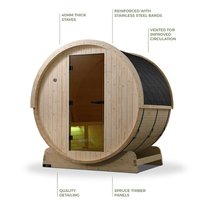 Revel Eden - 4 Person Traditional Barrel Sauna Revel Saunas