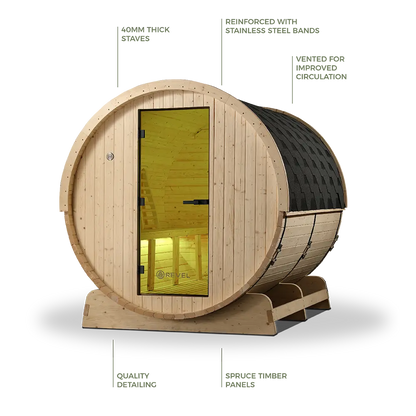 Revel Eden - 8 Person Traditional Barrel Sauna Revel Saunas
