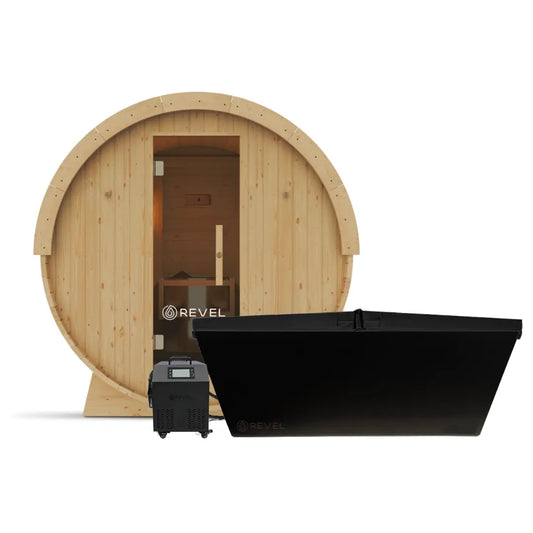 4 Eden Traditional Barrel Sauna & Edur Noir Ice Bath Revel Saunas