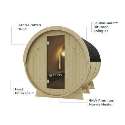 Revel Eden - 8 Person Traditional Barrel Sauna Revel Saunas