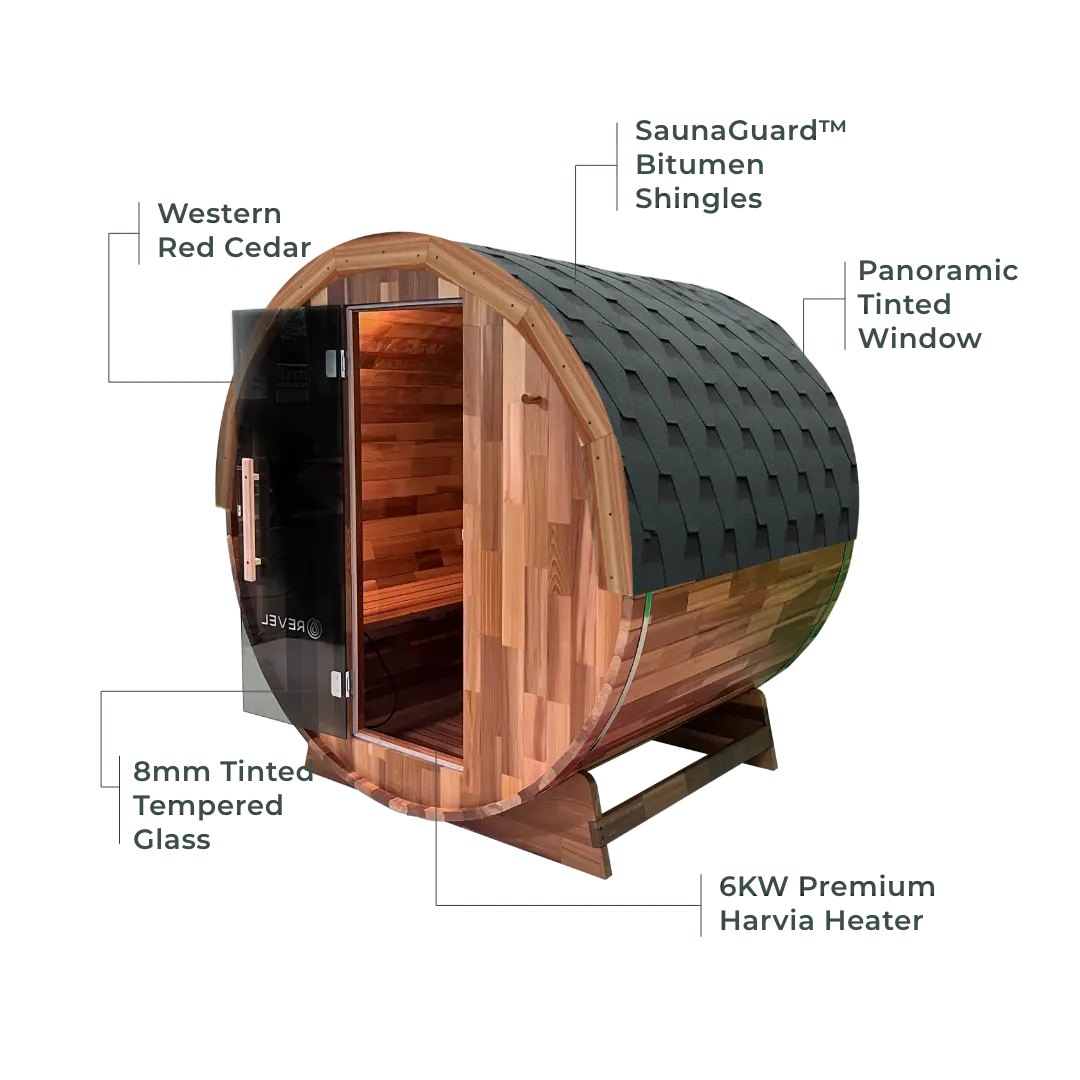 Revel Edenview - 4 Person Traditional Cedar Barrel Sauna Revel Saunas