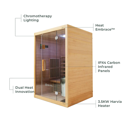 Revel NordicWave 2 Person Infrared & Traditional Hybrid Sauna Revel Saunas
