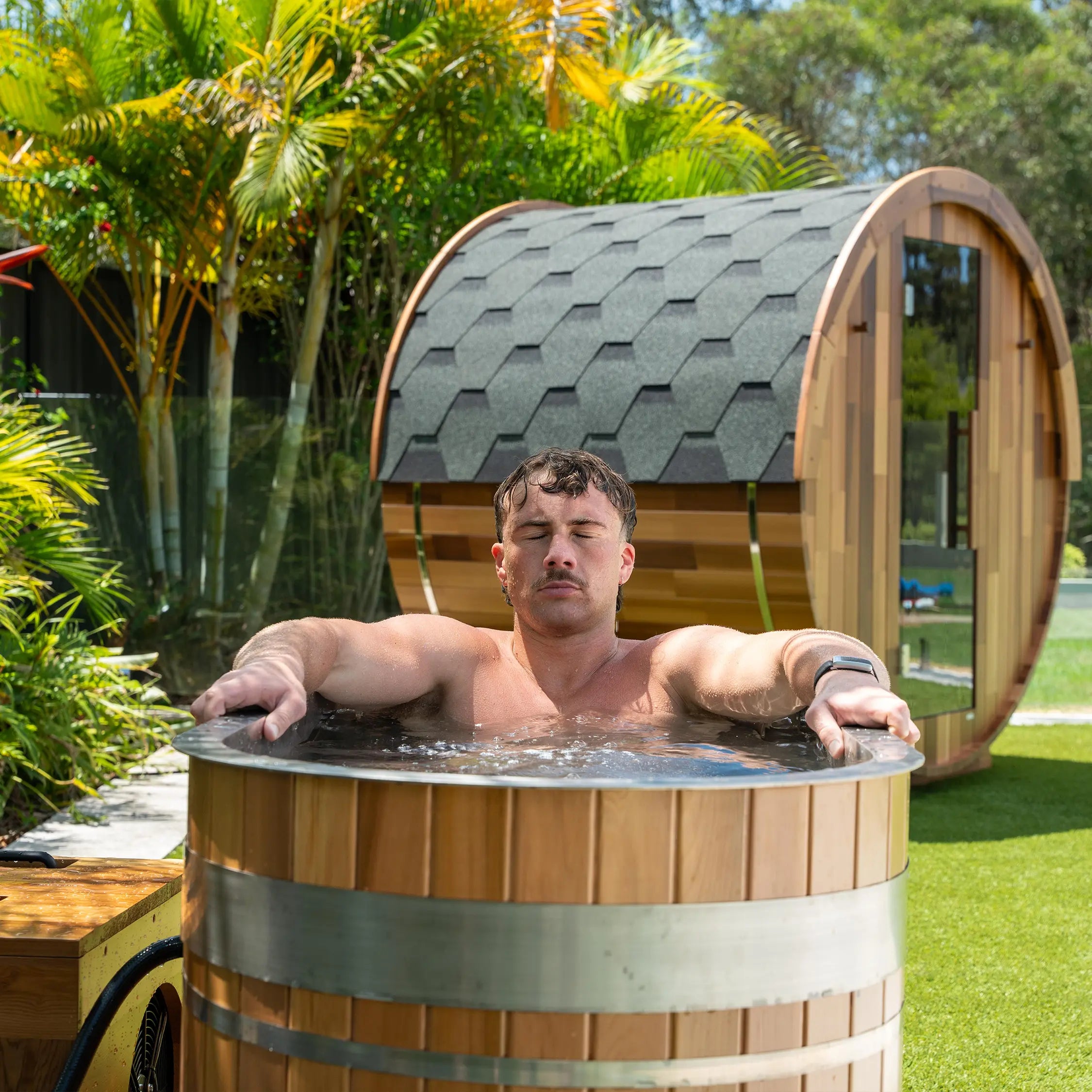 Outdoor Edenview Traditional Barrel Sauna & Arctic Ice Bath Revel Saunas