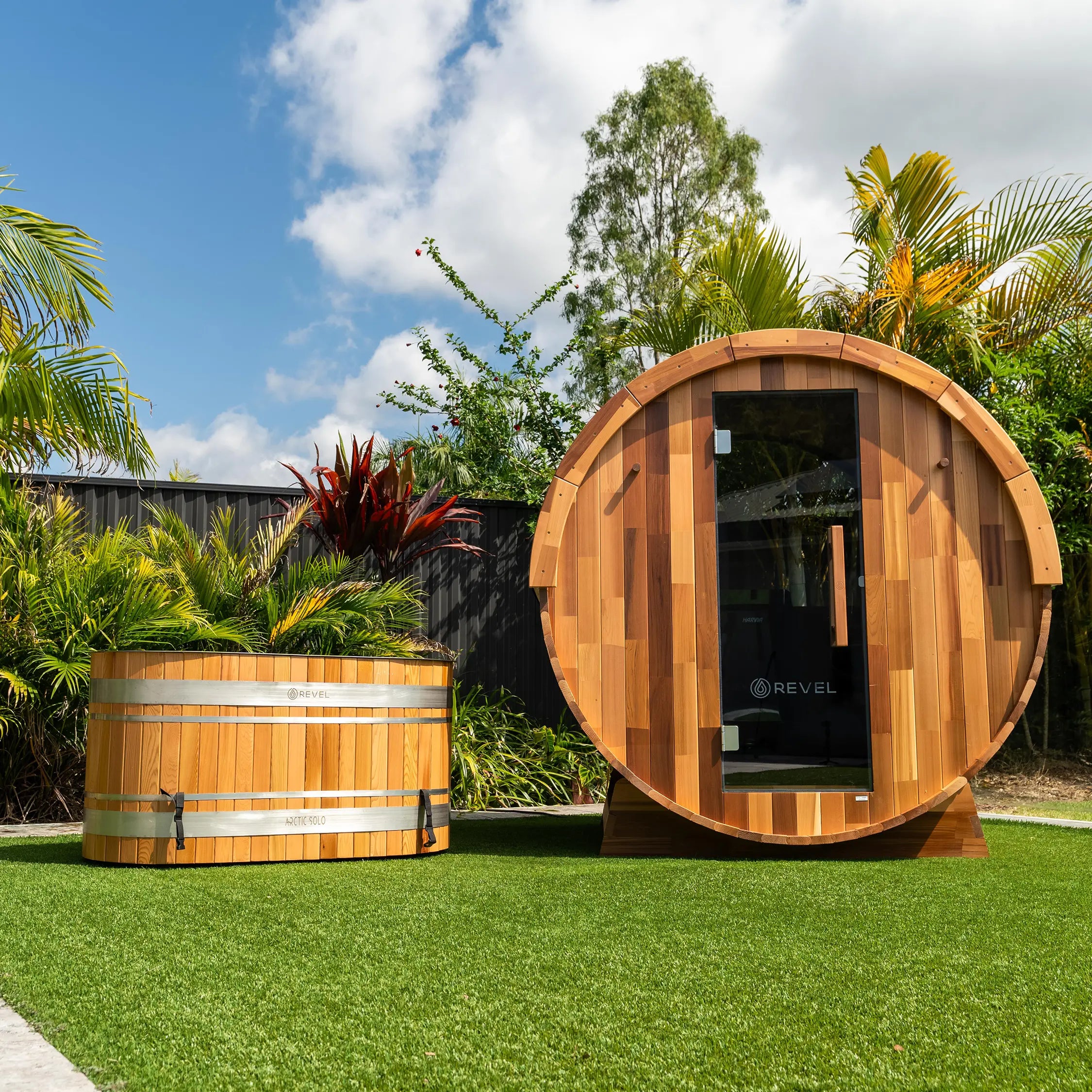 Outdoor Edenview Traditional Barrel Sauna & Arctic Ice Bath Revel Saunas