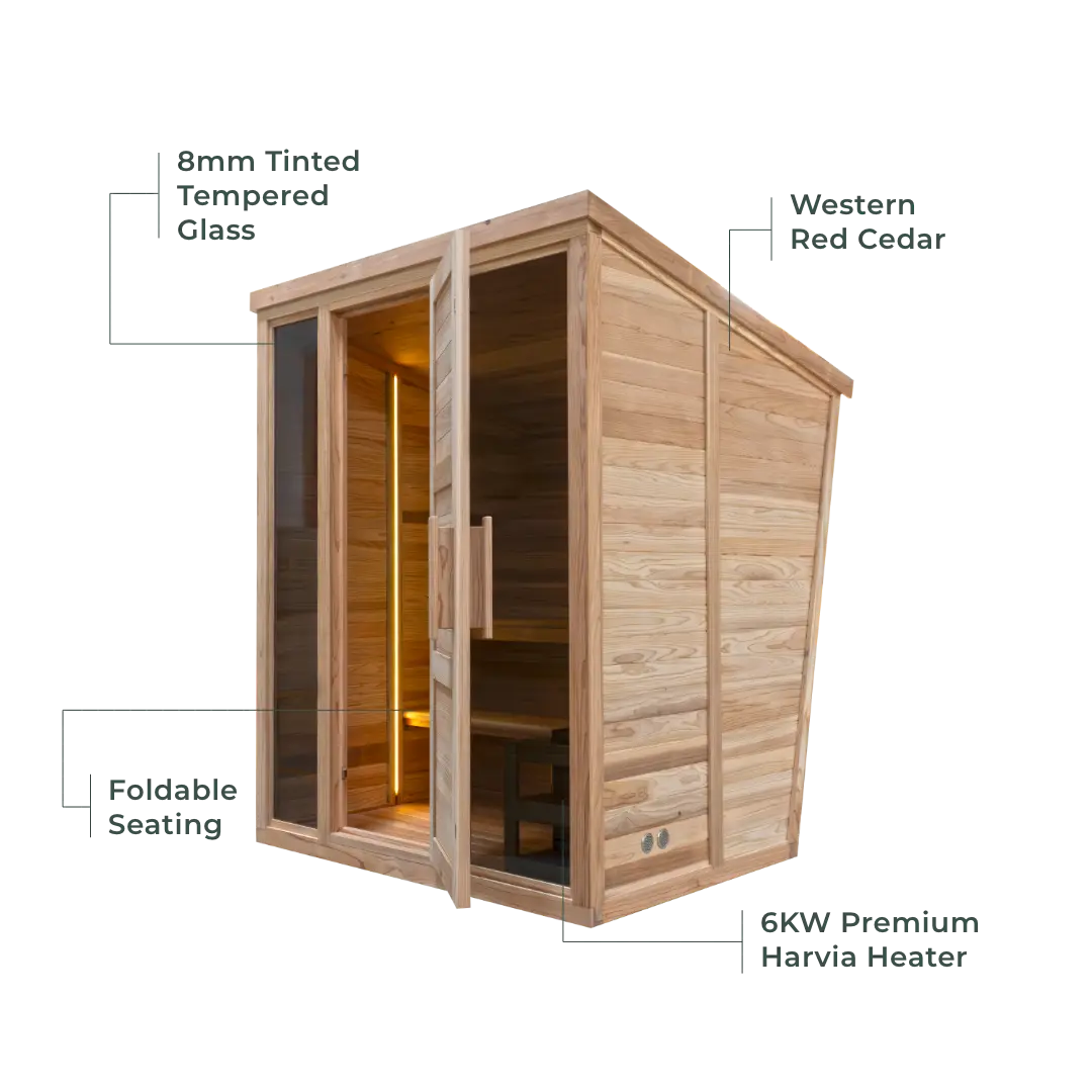 Solaris 4 Person Traditional Outdoor Cabin Sauna Revel Saunas