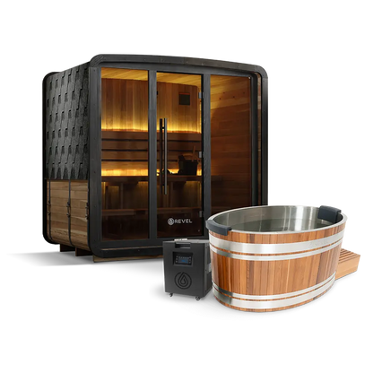 Revel Virta 4P Traditional Cabin with Glacier Duo Ice Bath and 1HP Chiller Revel Saunas