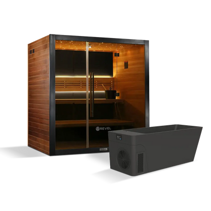 Revel Loom 4P Traditional Finnish Sauna with Glasur All in One Ice Bath Black Revel Saunas