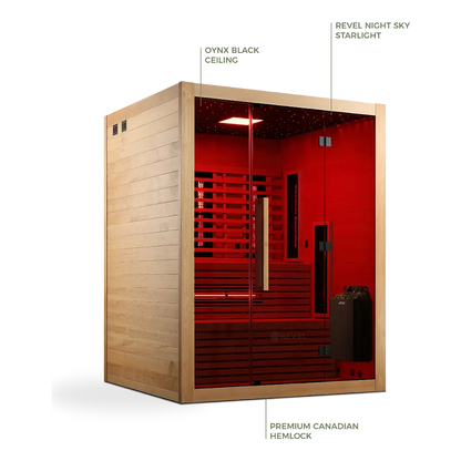 Revel NordicWave Infrared & Traditional Hybrid Sauna - Next Gen Revel Saunas