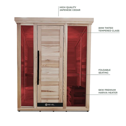 Revel Solaris 4 Person Traditional Outdoor Cabin Sauna Revel Saunas