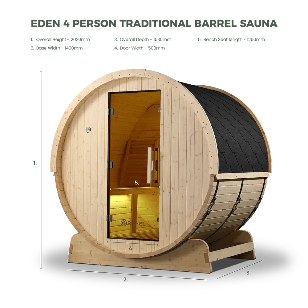 Revel Eden - 4 Person Traditional Barrel Sauna Revel Saunas