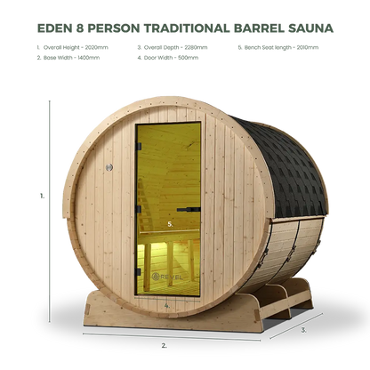 Revel Eden - 8 Person Traditional Barrel Sauna Revel Saunas