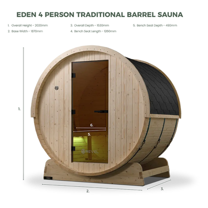 Revel Eden - 4 Person Traditional Barrel Sauna (Barrel Only) Revel Saunas