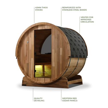Revel Edenview - 4 Person Traditional Cedar Barrel Sauna Revel Saunas