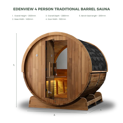 Revel Edenview - 8 Person Traditional Cedar Barrel Sauna Revel Saunas