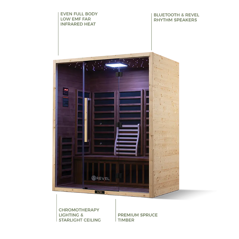 Revel Kora 3 Person Far Infrared Sauna - Next Gen Revel Saunas