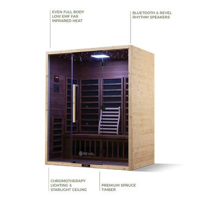 Revel Kora 3 Person Far Infrared Sauna - Next Gen Revel Saunas