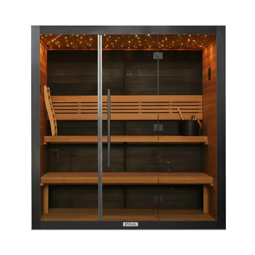 Revel Loom 4P Traditional Finnish Sauna with Glasur All in One Ice Bath Black Revel Saunas