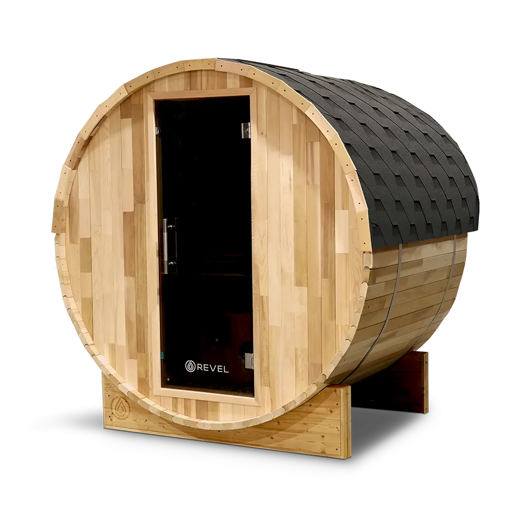 Revel Luna 3 Person Cedar Infrared Barrel Sauna Revel Saunas