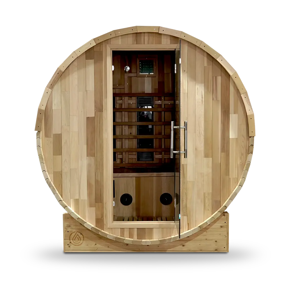 Revel Luna 3 Person Cedar Infrared Barrel Sauna Revel Saunas