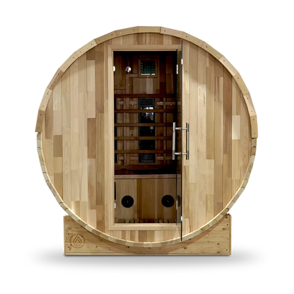 Revel Luna 3 Person Cedar Infrared Barrel Sauna Revel Saunas