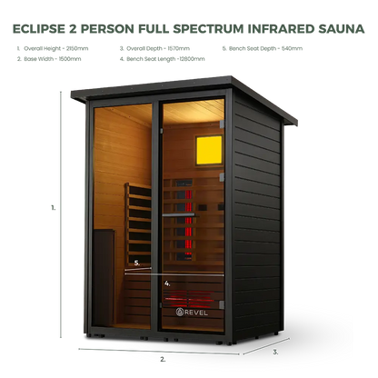 Revel Eclipse - 2 Person Full Spectrum Infrared Cabin Sauna Revel Saunas