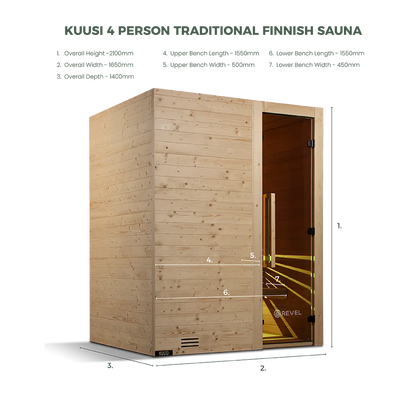 Revel Kuusi 4 Person Traditional Finnish Sauna Revel Saunas