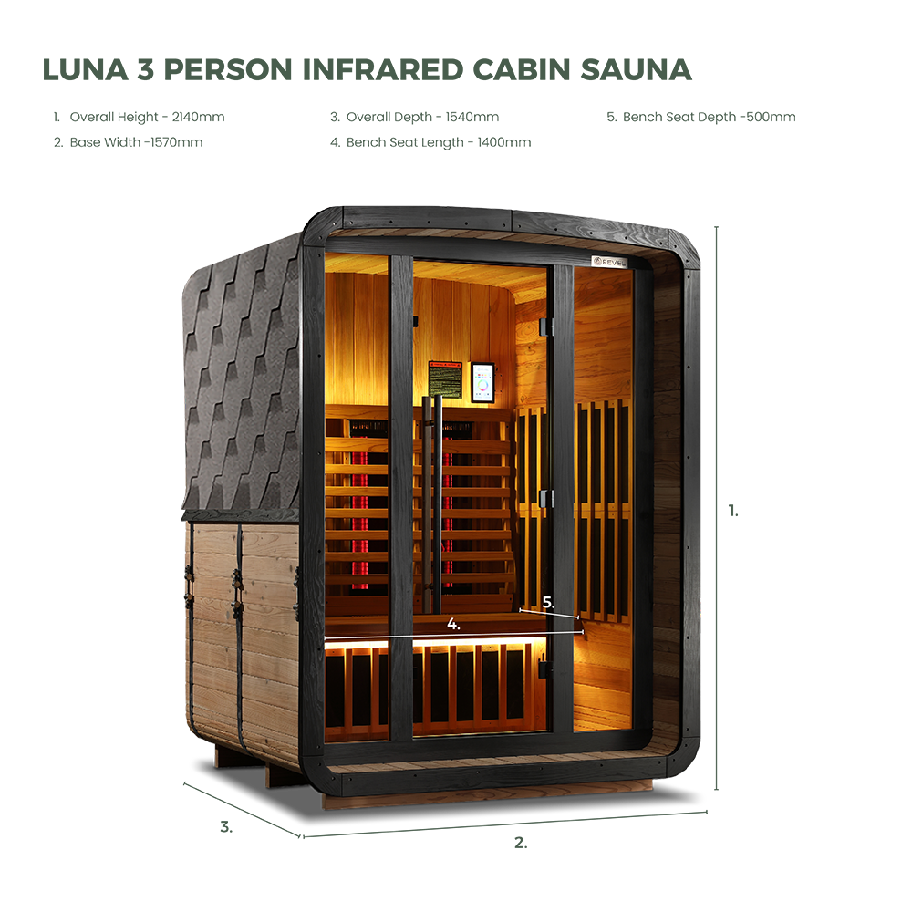 Revel Luna 3 Person Infrared Cabin Sauna - Next Gen