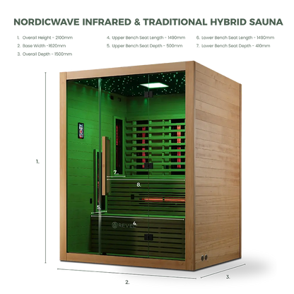Revel NordicWave Infrared & Traditional Hybrid Sauna - Next Gen Revel Saunas