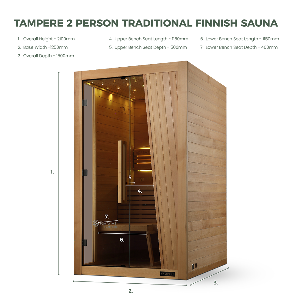 Revel Tampere 2 Person Traditional Finnish Sauna - Next Gen (Sauna Only)