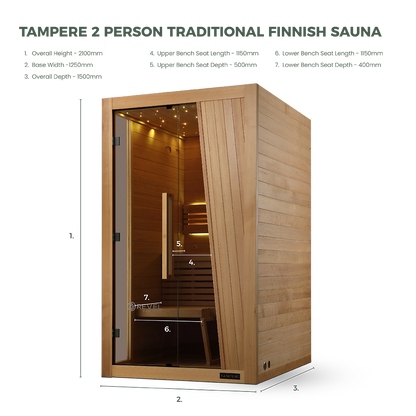 Revel Tampere 2 Person Traditional Finnish Sauna - Next Gen (Sauna Only)