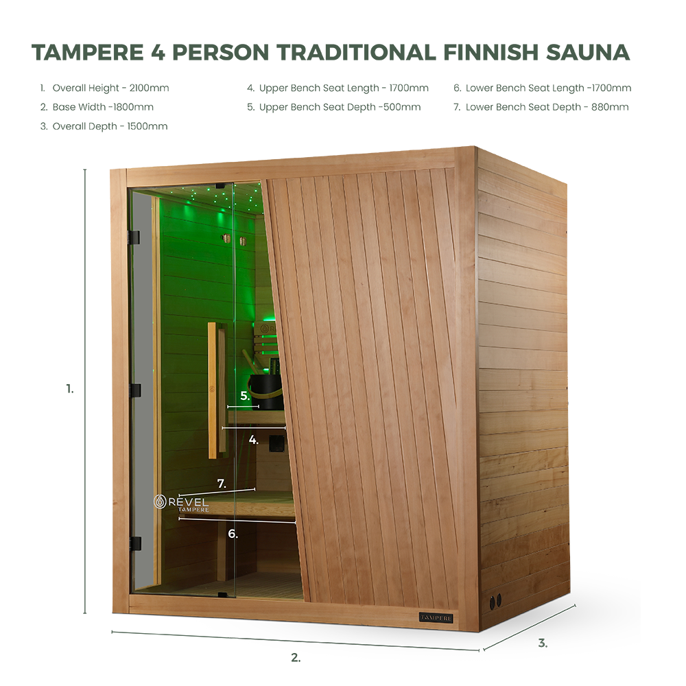 Revel Tampere 4 Person Traditional Finnish Sauna - Next Gen (Sauna Only)