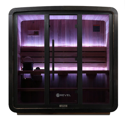 Revel Virta 4P Traditional Cabin with Glacier Duo Ice Bath and 1HP Chiller Revel Saunas